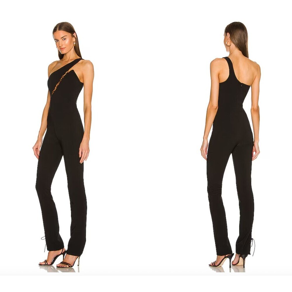 Michael Costello x REVOLVE Essex Lace Up Black Jumpsuit Size Medium Catsuit $258 - Picture 2 of 12